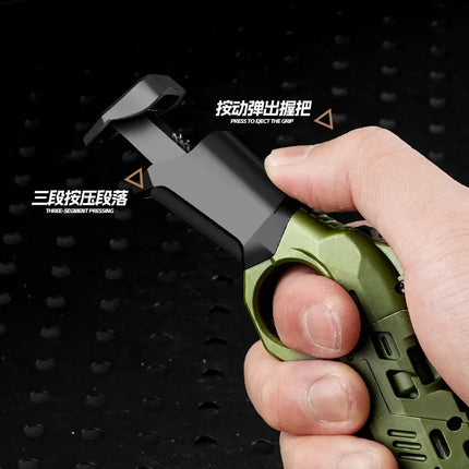 EDC Shootable Toy Pistol with 1-Button Shell Ejection and Card Pushing Function, Black Technology Mini Handgun for Stress Relief