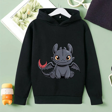 Lovely Children Hoodie Toothless Cartoon Print For Boys Girls Autumn Winter Street Style 3-14Y