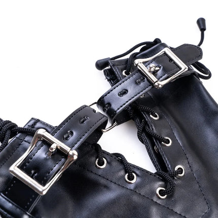 Erotic Leather Bondage Handcuffs Kits with Adjustable Dual Hand Foot Cuffs for Couple Puppy Play Flirting Sex Toys