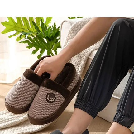 2023 New Winter Fleece-lined Cotton Slippers For Men Women Home Use Non-slip Thick Bottom Indoor Outdoor Wear Couples Warm
