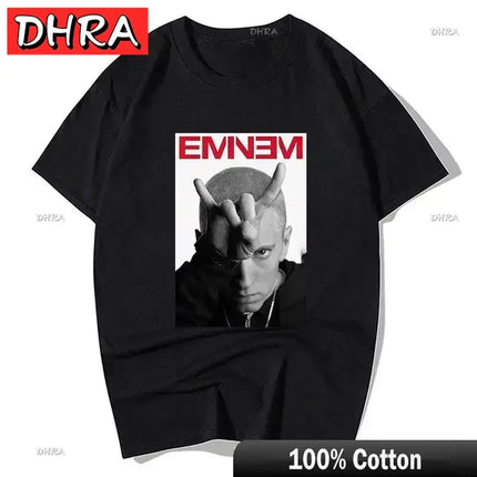 Summer Rapper Eminem Graphic Printed Tshirt Men Retro Cotton Hip-hop Fashion Casual T-shirt Women Cool Music Style Tops Clothing