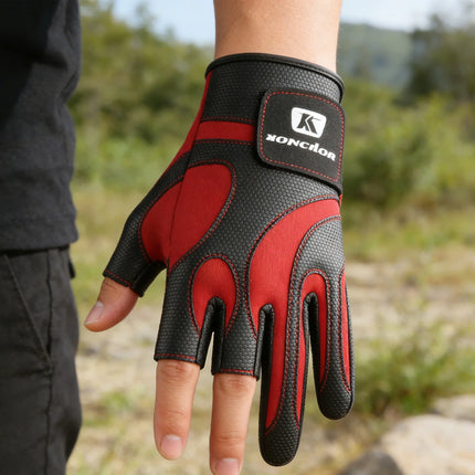 Hunting Gloves Tactical Gear Exposed Three-Finger Fishing Gloves Men'S And Women'S Non-Slip Sports Bicycle Riding Gloves