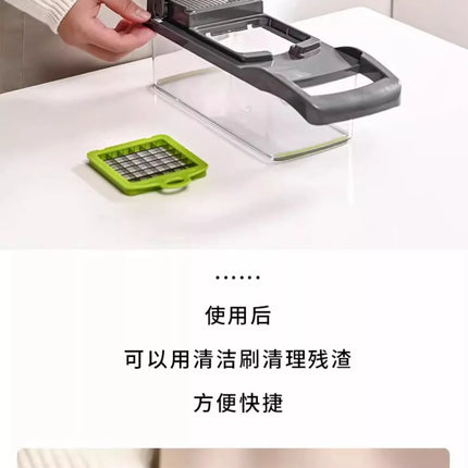 16 in 1 Handheld Slicers Dicers Graters, Multifunctional Vegetable Chopper Kitchen Food Tool with Container & Safety Guard