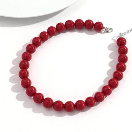 Boho Colorful Acrylic Big Ball Bead Chain Necklace Trendy Handmade Round Choker Necklaces for Women Man Statement Jewelry Gift