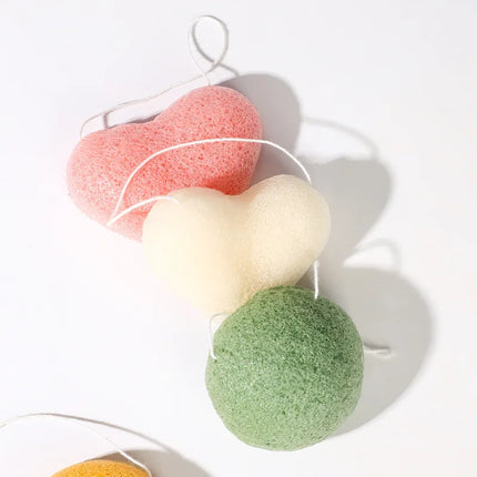 Face Washing Sponges Beauty Makeup Tools for Women Face Cleaning Sponge Heart Round Shape Konjac Cleaning Exfoliator Puff Purple