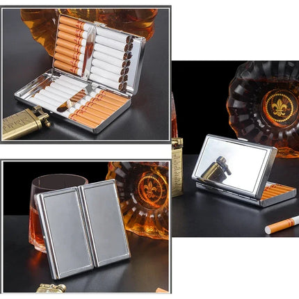 Slim Mirror Polished Metal Cigarette Case Portable Stainless Steel Pocket Cigarette Box Durable Cigarette Storage Holder for Men