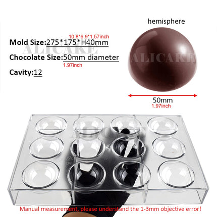 3D Polycarbonate Chocolate Molds Sphere Diamond Chocolate Bombs Bonbons Candy Bar Professional Confectionery Baking Pastry Tools