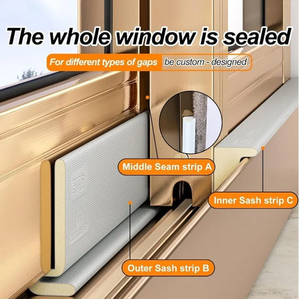 Self-Adhesive Window Seal Strip Set Windproof Soundproof Draft Proof for Plastic Steel Sliding Windows Dustproof Sealing Strips