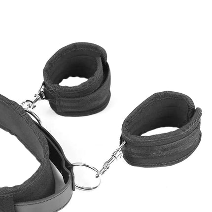 [Y]1Pc Sex Bondage Kit Bed Restraints Set Handcuffs Neck To Thigh Adjustable Leg Straps Handcuffs For Adult Couples Game Play