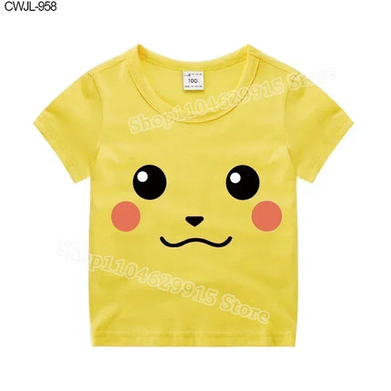Pokemon Child T-shirt Fashion Clothes Pikachu Print T-Shirts Boutique Kids Clothing Boys Charmander Summer Tops Birthday Gift