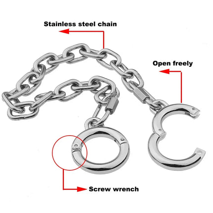 Stainless Steel/PU Thumb Toes Bondage Cuffs AnkleCuffs BDSM Slave Restraints Bondage Adult Sex Toys for Couples with Chain