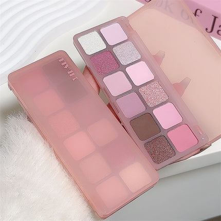 12 Colors Eye Shadow Palette Low-saturated Earth Pink Purple Eyeshadow Glitter Shimmer Matte Lying Silkworm Eye Shadow Makeup