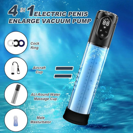 Penis Pump Male Sex Toys Electric Vacuum Dick Enlargement Masturbator Pump Trainer Cock Extender Bigger Penis Size Thickened
