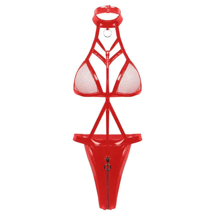 Sexy one-piece underwear with zipper, no crotch, sex teddy bear women's lacey sheer erotic lingerie