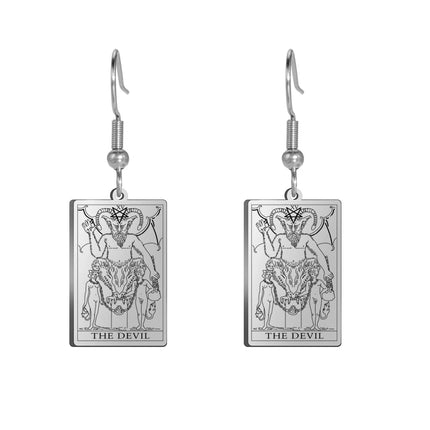 Classic Tarot Cards Stainless Steel Drop Earring for Women Sun Moon Star Lovers Divination Tarot Jewelry Birthday Gift