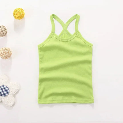Children's Vests T-shirts Summer Boys Girls Cotton Sports Tops Waistcoat Solid Color Casual Kids Vest