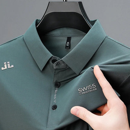 Breathable Men's Polo Shirts Solid Color Embroidered Logo Short Sleeve Casual Sports Summer Top