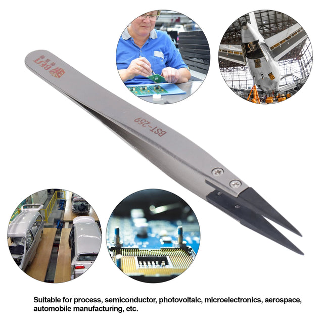 Plastic Tweezers High Accuracy  Carbon  Plastic Tweezers Anti Static for Photovoltaic for Microelectronics for Aerospace