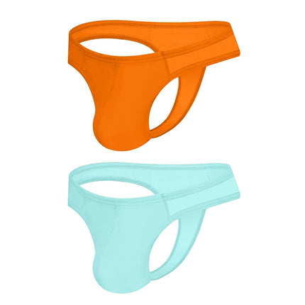 Men's Modal Thong Multi Colors Pack, ORLVS Logo Low Rise Bare Feel Underwear, High Elastic 3D Convex Pouch T-Back Briefs