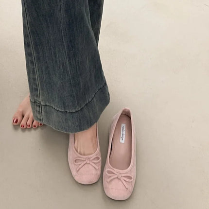 Spring Autumn Internal Elevation Women Mary Jane Shoes Ladies Outdoor Comfort Slip On Women's Butterfly-knot Ballet Shoes