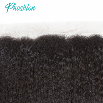 Phashion 13x4 Kinky Straight Lace Frontal Ear To Ear Pre Plucked Swiss Transparent Yaki 4x4 Closure Remy Human Hair For Women