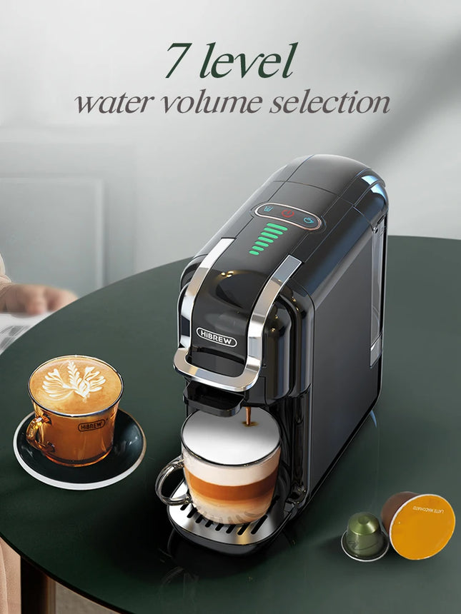 HiBREW 5-in-1 Multiple Capsule Coffee Machine Hot/Cold DG Cappuccino Nes Small Capsule ESE Pod Ground Coffee Cafeteria 20Bar H2B