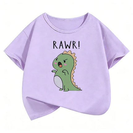 Short Sleeve Funny Dinosaur T Shirts Graphic Kids Children's T-shirt Boys Girls Summer Spring Casual Top Tee Shirt Cartoon