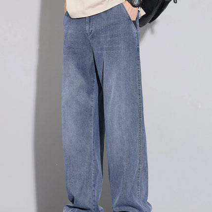 67% Lyocell Jeans Men's Spring/Summer Thin Straight Loose High Quality