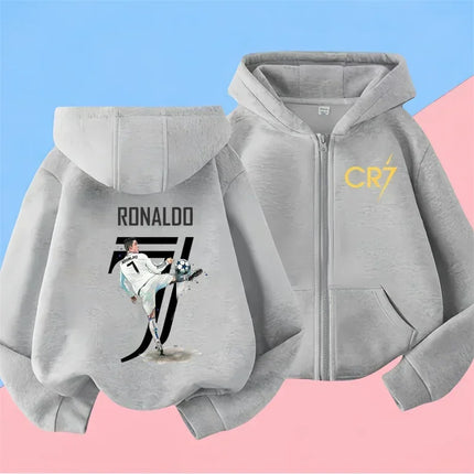 Ronaldo Sweatshirts for Baby CR7 Children Top Football Star Back to School Zipper Hoodie Children's Boy's Clothing Messi Boys