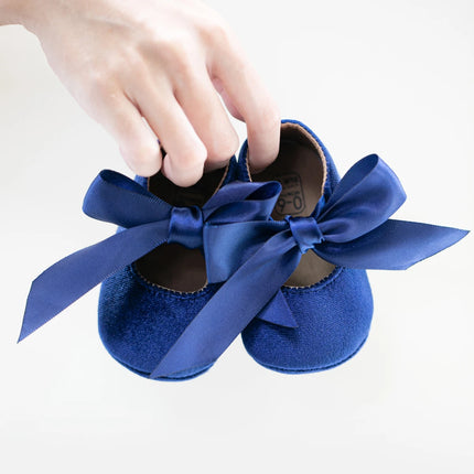 Newborn Baby Girls Dress Shoes Bowknot Ribbon Princess Infant Toddler Rubber Non-slip Flat First Walkers Crib Shoes Mary Jane