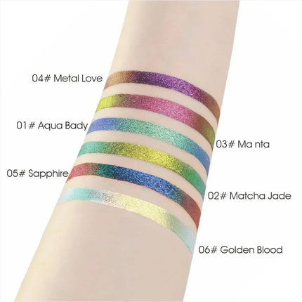 Shiny Chameleon Green Liquid Eyeliner Metallic Eyeshadow Multicolor Eye Liner Pearlescent Polarized Glitter Eye Pigment Makeup