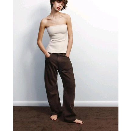 Spring New Women's Design Slim Fit Double Cloth Wrap Chest Sleeveless Top Simple Sleeveless Commute Regular Length Pure Color