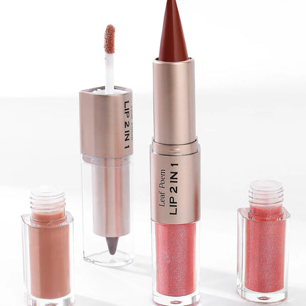 Black Brown Tapered Lip Liner Contour Pencil Double Head Mirror Plumping Lip Glaze Crystal Lip Gloss Sexy Red Lips Tint Makeup