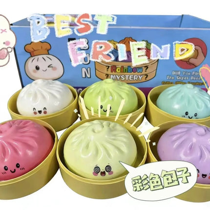 New Dumpling Pressure Dumpling Squishies Cute Colorful Bun Toy Slow Rising Stress Relief Fidget Toy for Adults Anti-Anxiety Gif