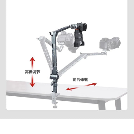 Aluminum Alloy Boom Arm Stand, 360° Rotatable Desktop Mount for Live Streaming, Video Recording, Phone iPad Tablet Holder