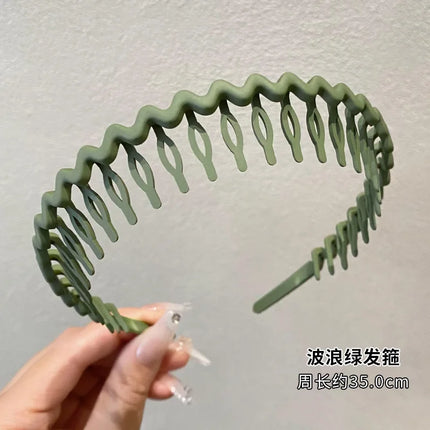 1Pc Solid Color Wave Hairbands for Women Trendy Toothed Non-slip Hair Combs Hair Accessories Girl Face Wash Sports Headbands 집게핀