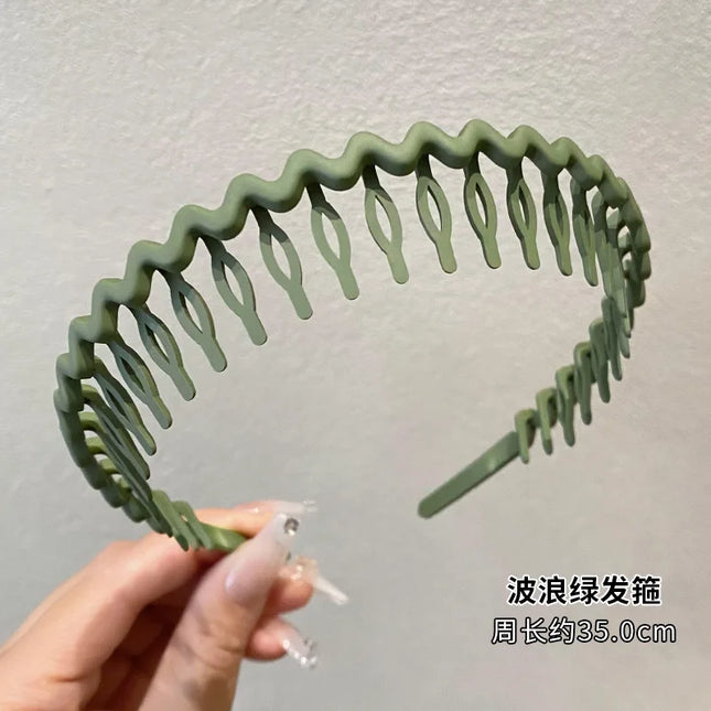 1Pc Solid Color Wave Hairbands for Women Trendy Toothed Non-slip Hair Combs Hair Accessories Girl Face Wash Sports Headbands 집게핀