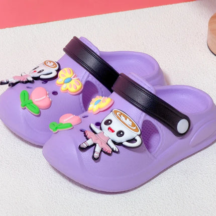 Girls' Slippers with Cute Charms Summer Garden Shoes Beach Sandals Non-slip Breathable Clogs for Girls Indoor & Outdoor Footwear