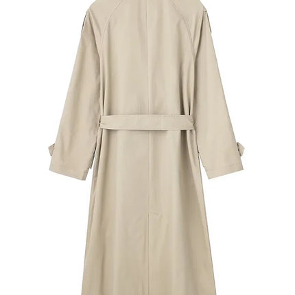 Willshela Women's Fashion with Belt Solid Double-Breasted Trench Vintage Lapel Neck Long Sleeves Female Chic Lady Outfits
