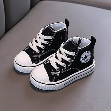 Chaussures en toile mi-montantes pour enfants Chaussures pour enfants décontractées confortables à semelle souple pour garçons et filles Chaussures de planche antidérapantes et respirantes