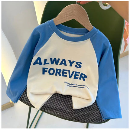 New Autumn Girls and Boys Long Sleeve T-shirt Base Shirt Letter Korean Style Children Clothing