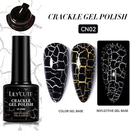 7ml Crackle Gel Nail Polish Cracking Nail Gel Quick Dry Nail Art Varnishes Hybrid Semi Permanent Soak Off Base Top Coat tool
