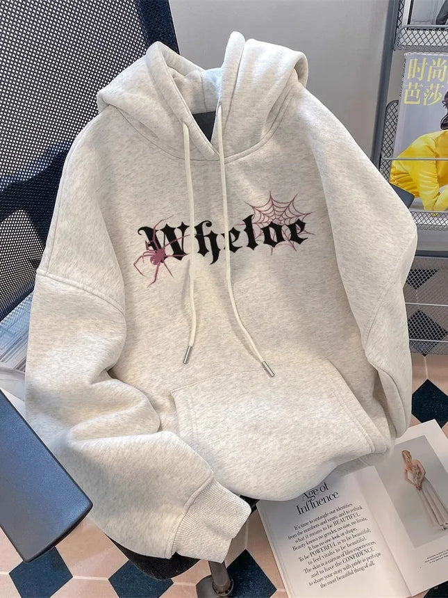 25 Autumn Winter Best-selling Trend Spider Print Men Women Hooded Sweatshirt Daily Outdoor Vacation Casual Loose Warm Sportswear