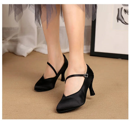 Adult High-heeled Modern Latin Dancing Shoes Professional National Standard Dance Practice Women's Waltz Dancing Shoes Flamenco