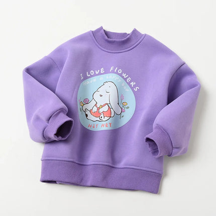 Children All-in-one Plush Sweater 3-8 Year Old Girl Cartoon Warm Pullover Boys Autumn and Winter Fashion Printed Sports Top
