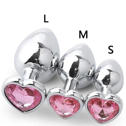Heart Base Metal Anal Plug 3 Sizes Crystal Butt Plug for Women Removable Stainless Steel Anal Anus Masturbation Adult Sex Toys