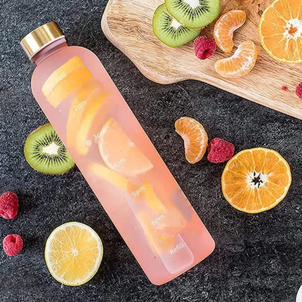 1 Liters Water Bottle Motivational Drinking Bottle Sports Water Bottles With Time Marker Stickers Portable Reusable Plastic Cups