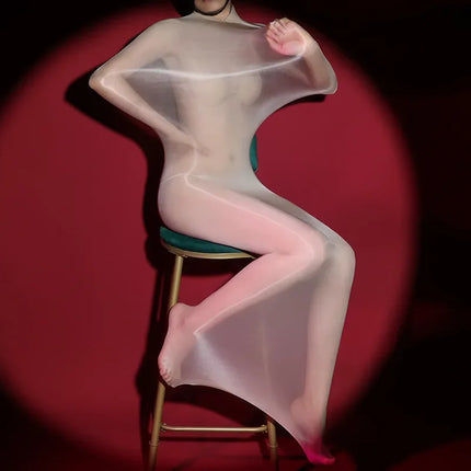 Oil Shiny Bodysuits Ultra Thin Transparent Underwear Glossy Bodystockings Women Sexy Lingerie