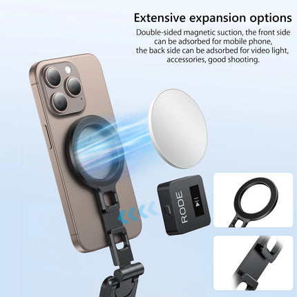 VRIG MG-21 Magnetic Phone Holder Magsafe Tripod with Arca-Swiss Cold Shoe for Phone Vlog Foldable Desktop Phone Mount for Travel