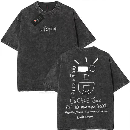 100% Cotton Oversized T Shirt For Men Women HipHop Washed T Shirts cactus jack Short Sleeve Gift Tops look mom i can fly K39
